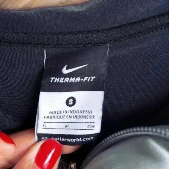 Nike Mens Black Gray Therma Fit Long Sleeve Hyper Elite Hooded Full Zip Jacket S - Picture 5 of 16